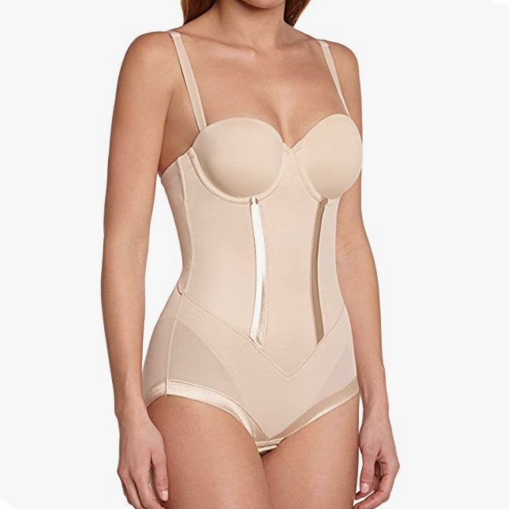 NWT Maidenform Women's Body Shaper With Built-In Bra & Anti-Static 40D Nude